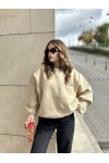 Kadın Basic 3 İplik Şardonlu Oversize Sweatshirt