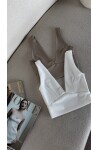 Kadın Beyaz V Yaka Pamuklu Bralet Büstiyer