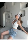 Kadın Beyaz V Yaka Pamuklu Bralet Büstiyer