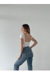 Kadın Ekru sırt dekolteli crop bluz