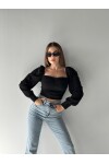 Kadın Gloplu Valonlu Kol Drape Bluz