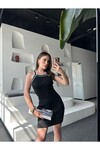 Kadın Halter Yaka Triko Elbise  Siyah