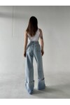 Kadın High Waist Paçaları Katlamalı Jean