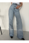 Kadın High Waist Paçaları Katlamalı Jean