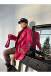 Kadın Oversize Astarlı Deri Blazer Ceket Pembe