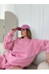 Kadın Pembe Marka Model Şortlu Sweat ikili takım