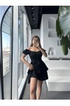 Kadın Siyah Drape Detaylı Şortlu Volanlı Elbise
