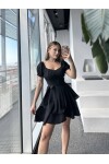 Kadın Siyah Drape Detaylı Şortlu Volanlı Elbise