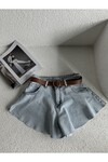 Kadın Yüksek Bel Stradivarus Model A Kesim Denim Kemerli Şort