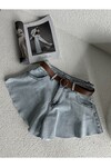 Kadın Yüksek Bel Stradivarus Model A Kesim Denim Kemerli Şort