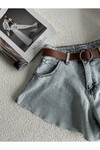 Kadın Yüksek Bel Stradivarus Model A Kesim Denim Kemerli Şort